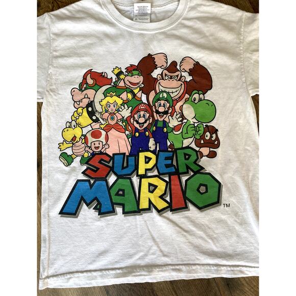 Vintage Youth Medium Super Mario White Character Graphic Tee - Picture 1 of 6